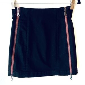 Black denim Mini Skirt with side zippers size 25